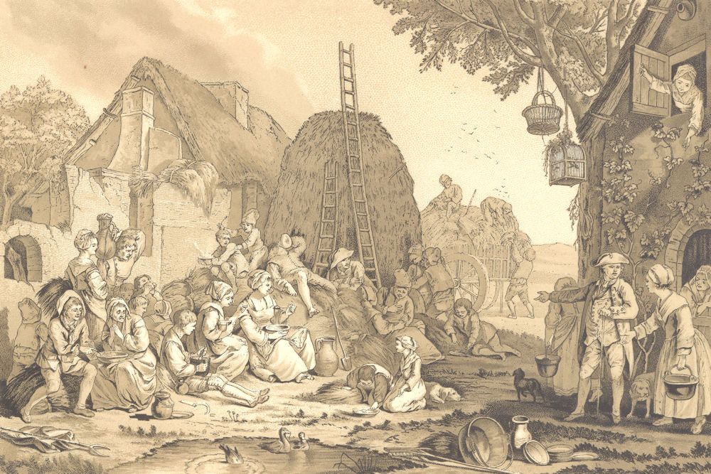 18TH CENTURY FRANCE. A Farmyard 1876 old antique vintage print picture